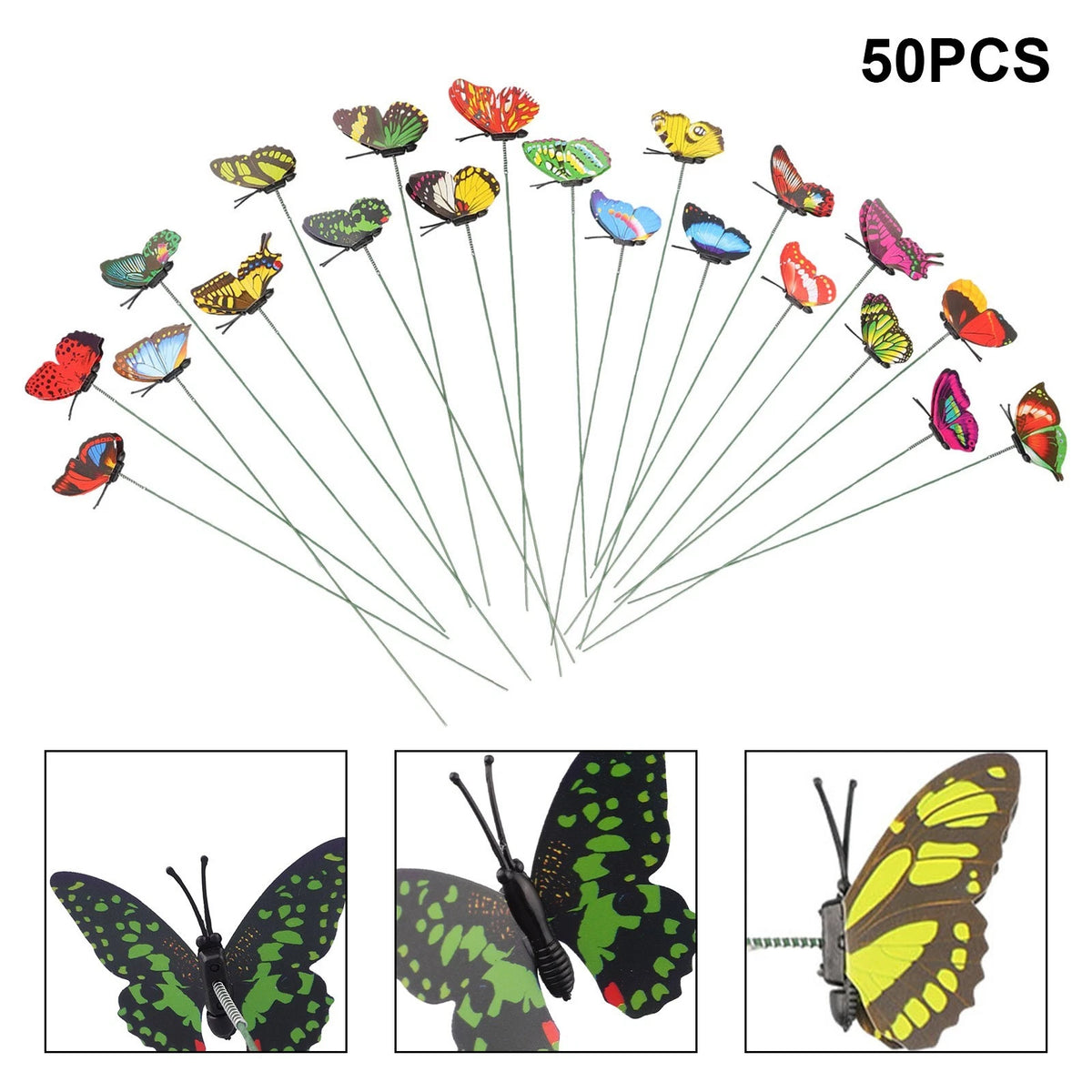 50PCS Wedding Butterfly Stakes for Garden Decor