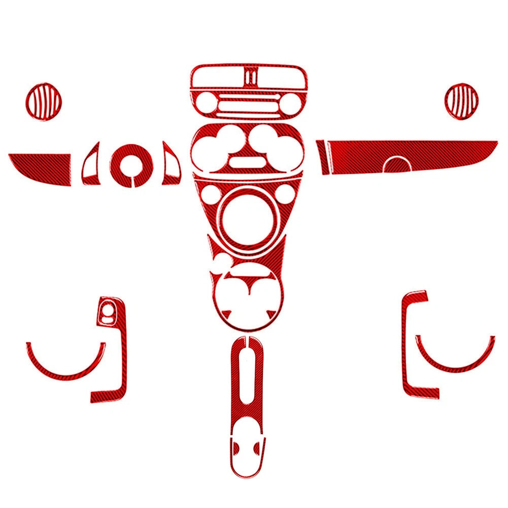 28pc Carbon Fiber Inner Complete Set for Fiat 500 (2012–2015) LHD Red