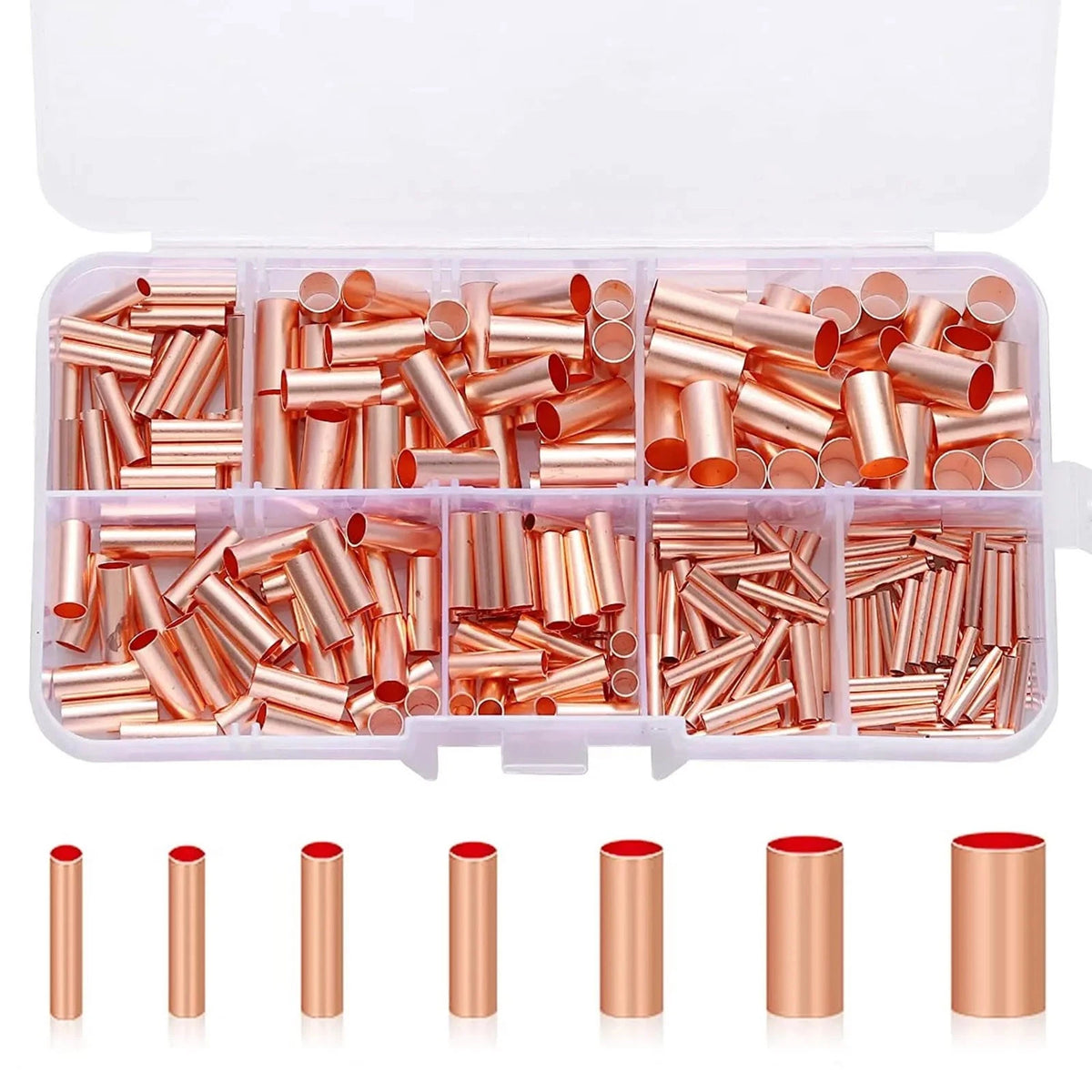 250Pcs Non Insulated Wire Ferrules Kit Red Copper Crimp Connectors