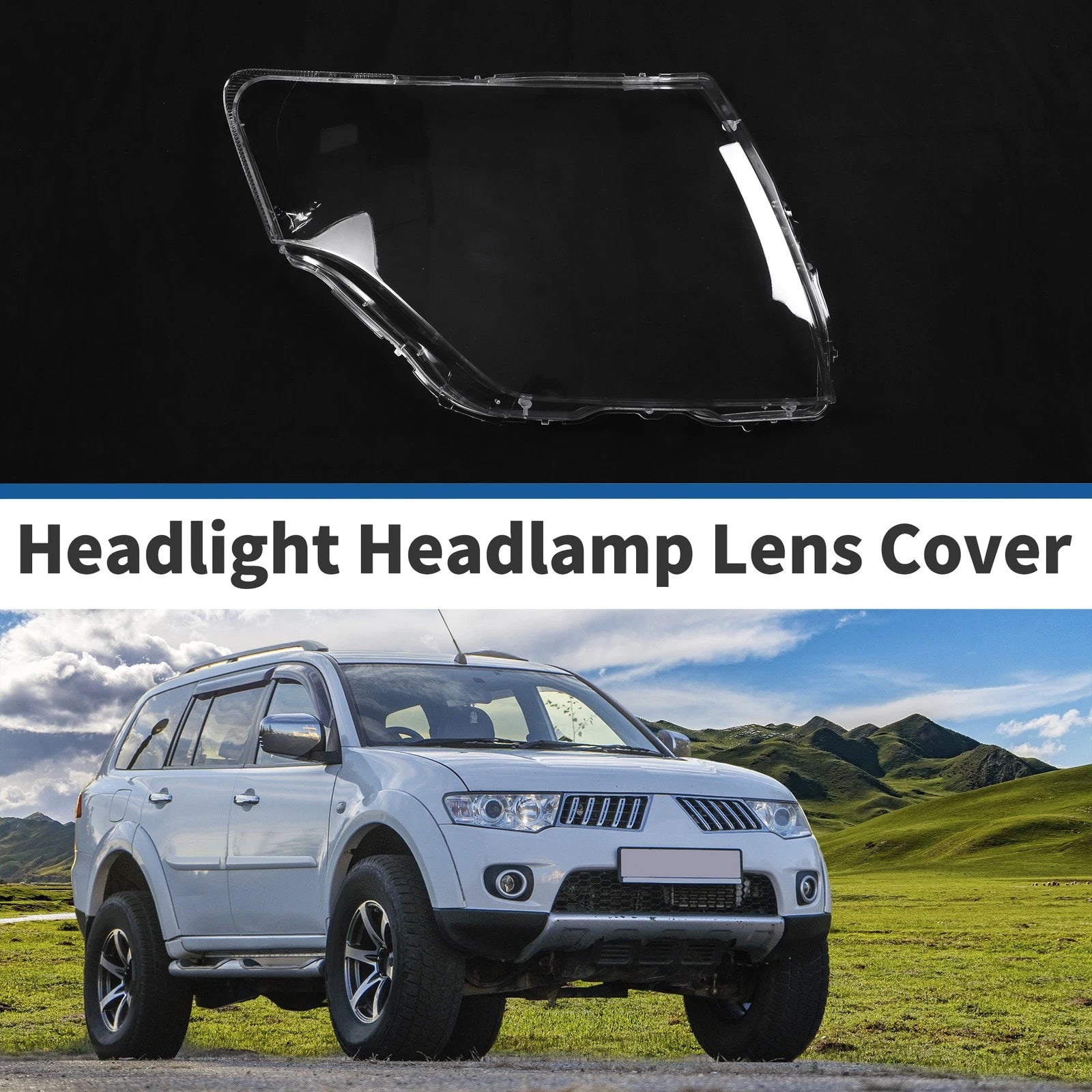 Headlight Lens Cover Front Right Replacement for Mitsubishi Pajero (2007–2018)