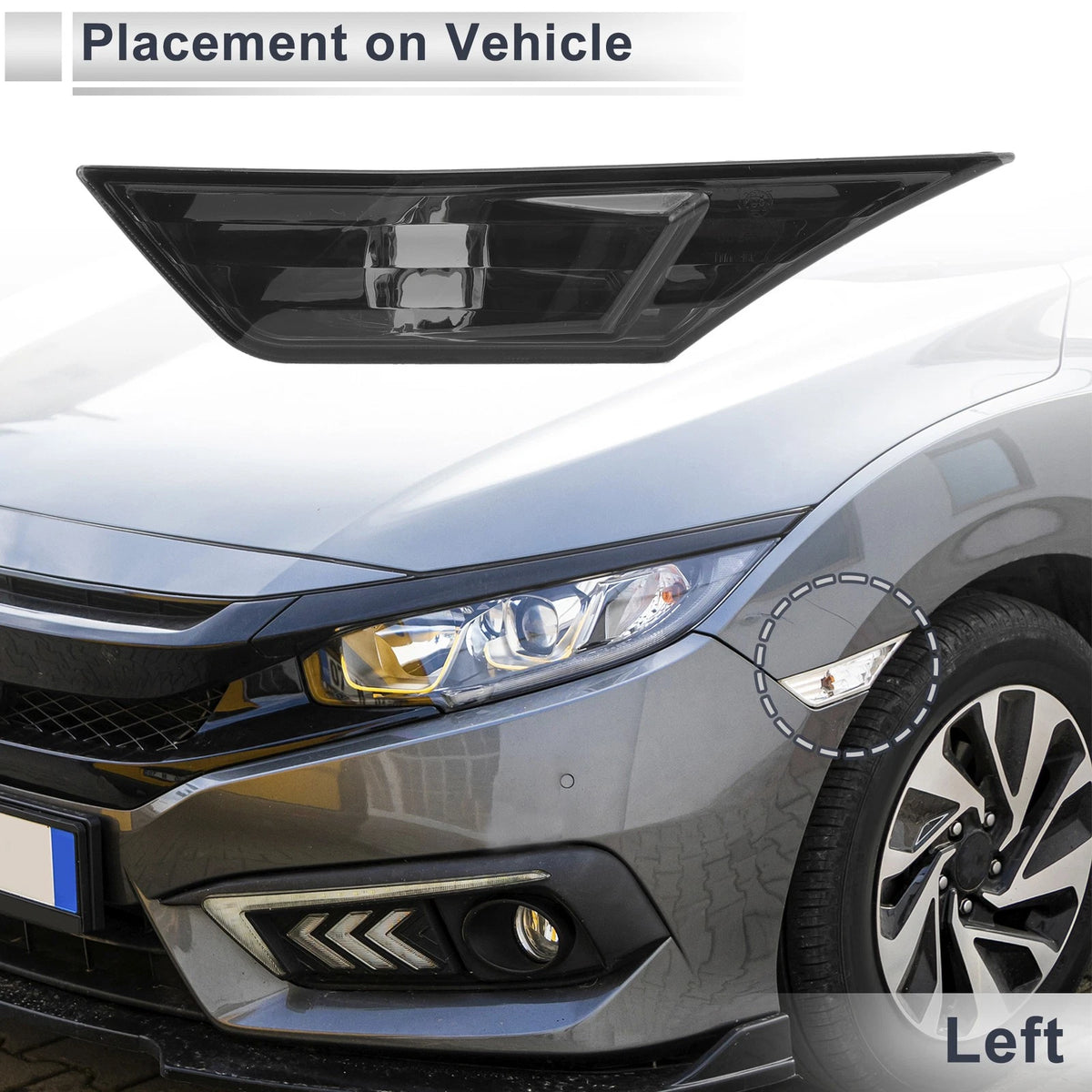 Left Side Marker Light Cover Replacement for Honda Civic (2017–2021)