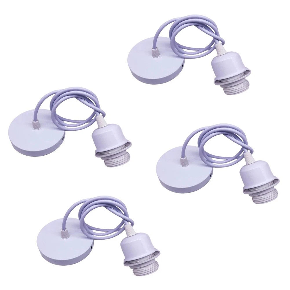 Set of 4 Adjustable Height E27 Lamp Holders for Ceiling Pendant Lights