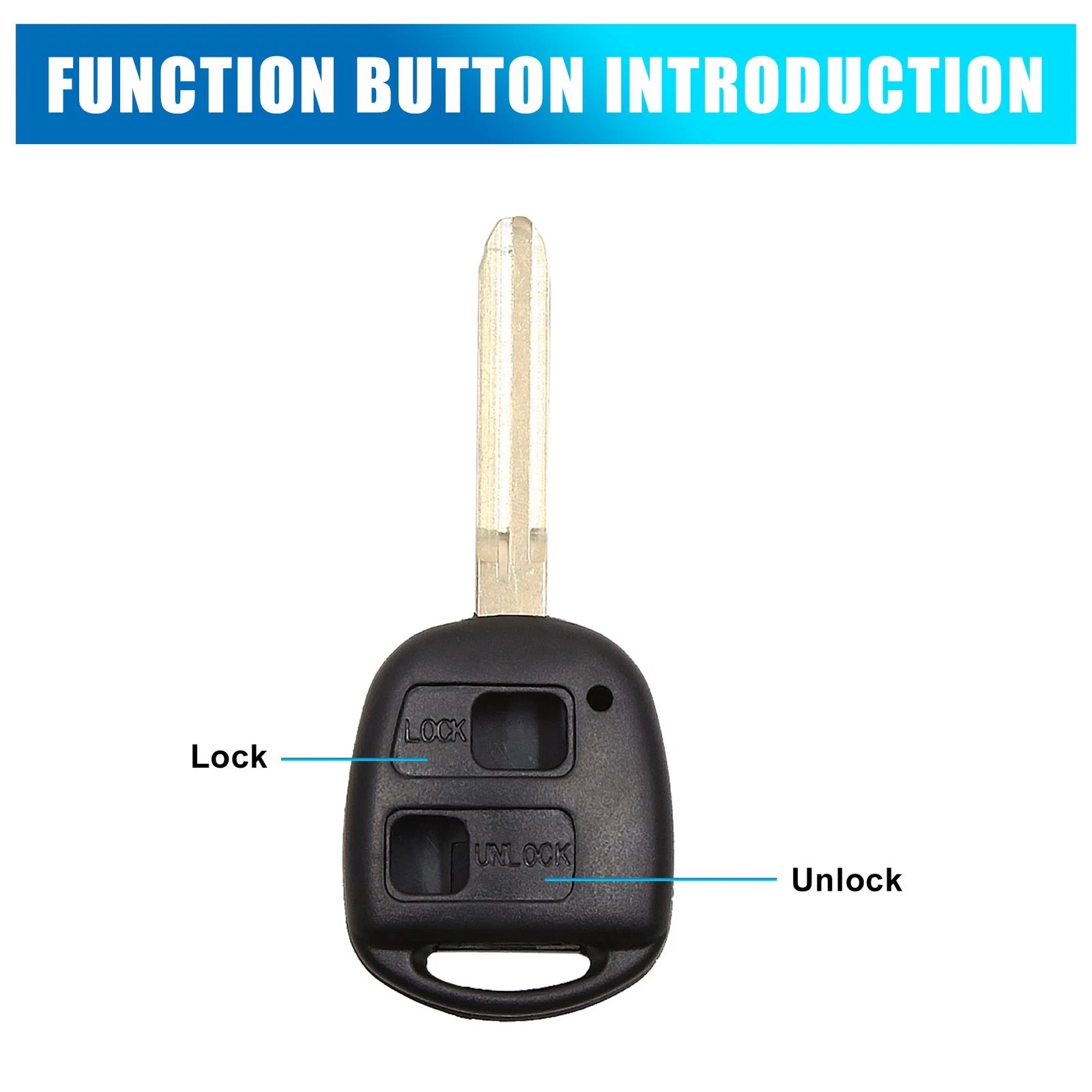 Car Key Fob Shell Case Replacement for Toyota Corolla Camry RAV4 (2 Button) (2010–2020)