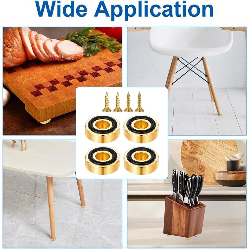 4x Gold Aluminum Feet for Chopping Boards with Non-Slip Pads