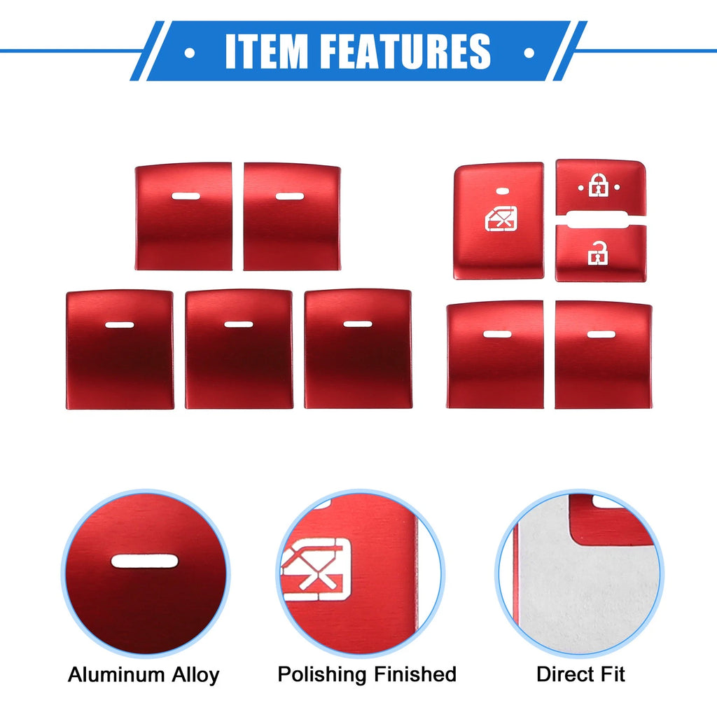 10X Window Switch Button Cover Trims for Toyota Highlander (2020–2022) Red