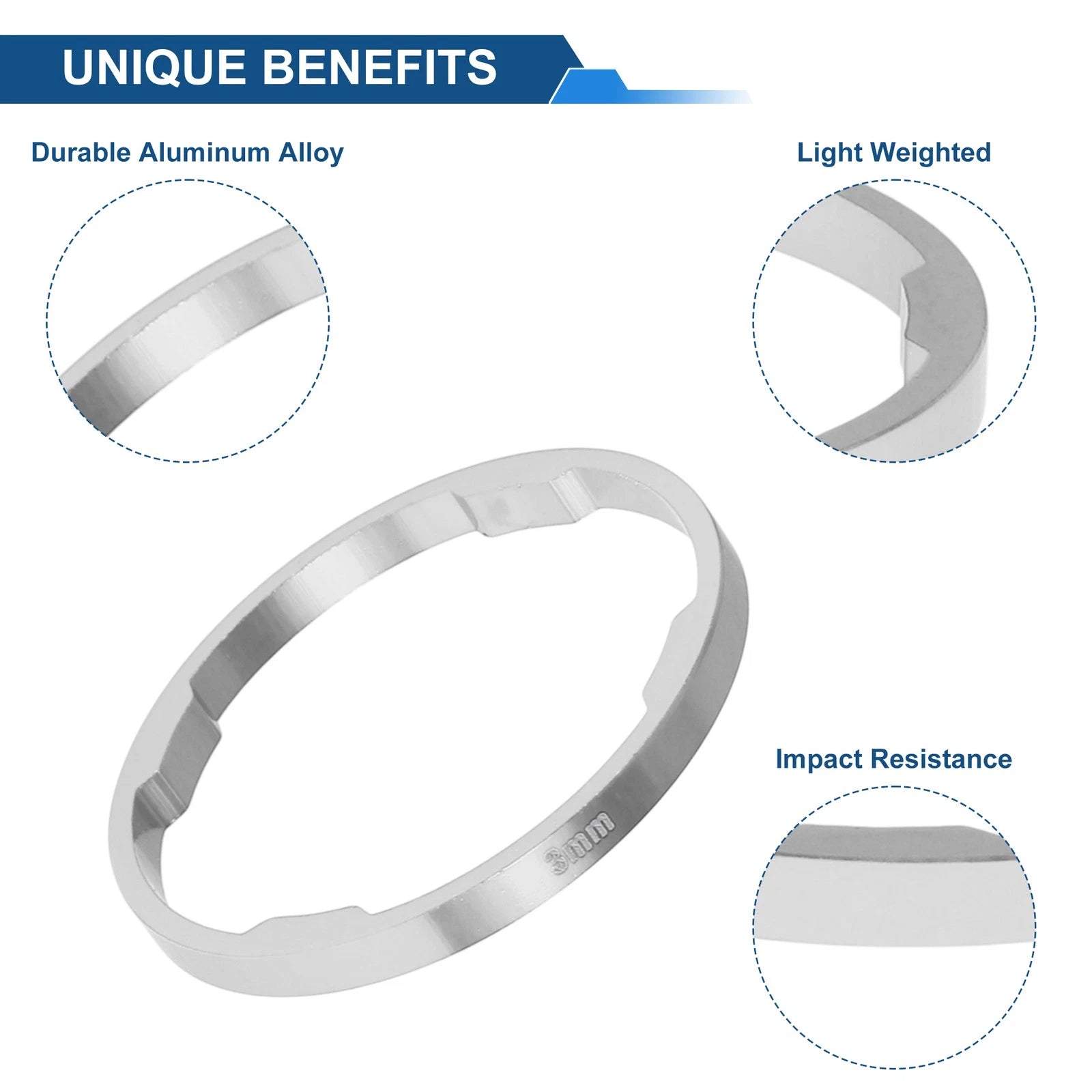 Bicycle Headset Spacers 3mm 1-1/8" for 28.6mm Fork Tube (10 Pack)