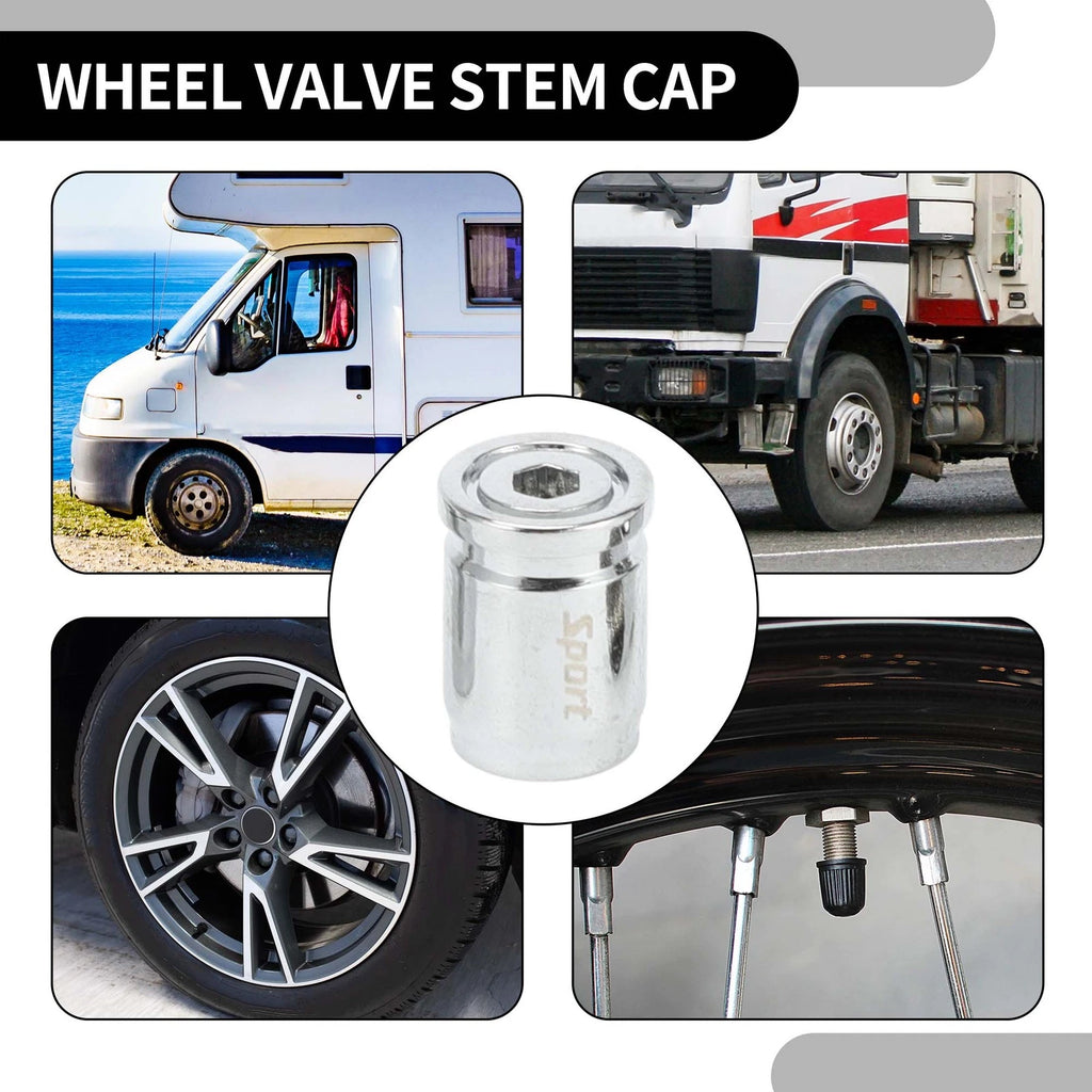 Tire Valve Stem Caps 13mm Silver Replacement for Car SUV Bike (1 Set)