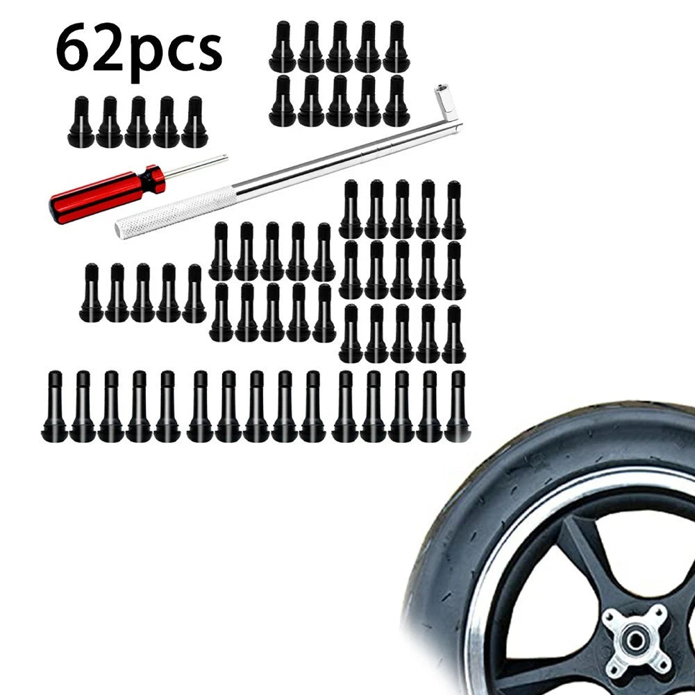 62PCS Tire Valve Stem Puller Set with Valve Core Remover for Lawn Equipment