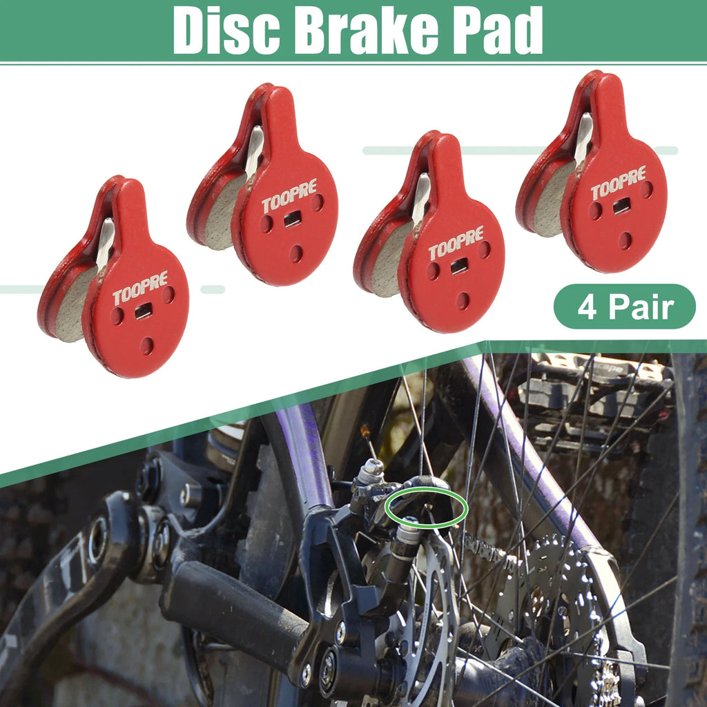 Brake Pads Resin Replacement Set with Springs for Bike Disc (4 Pair)