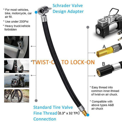 Inflator Extension Tube for Bike Motor (Rubber & Metal)