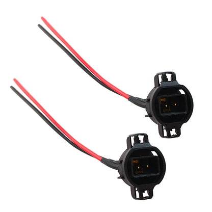 2X H16/5202/5201/2504/9009/PSX24W Bulb Male Connector Socket Pigtail Harness