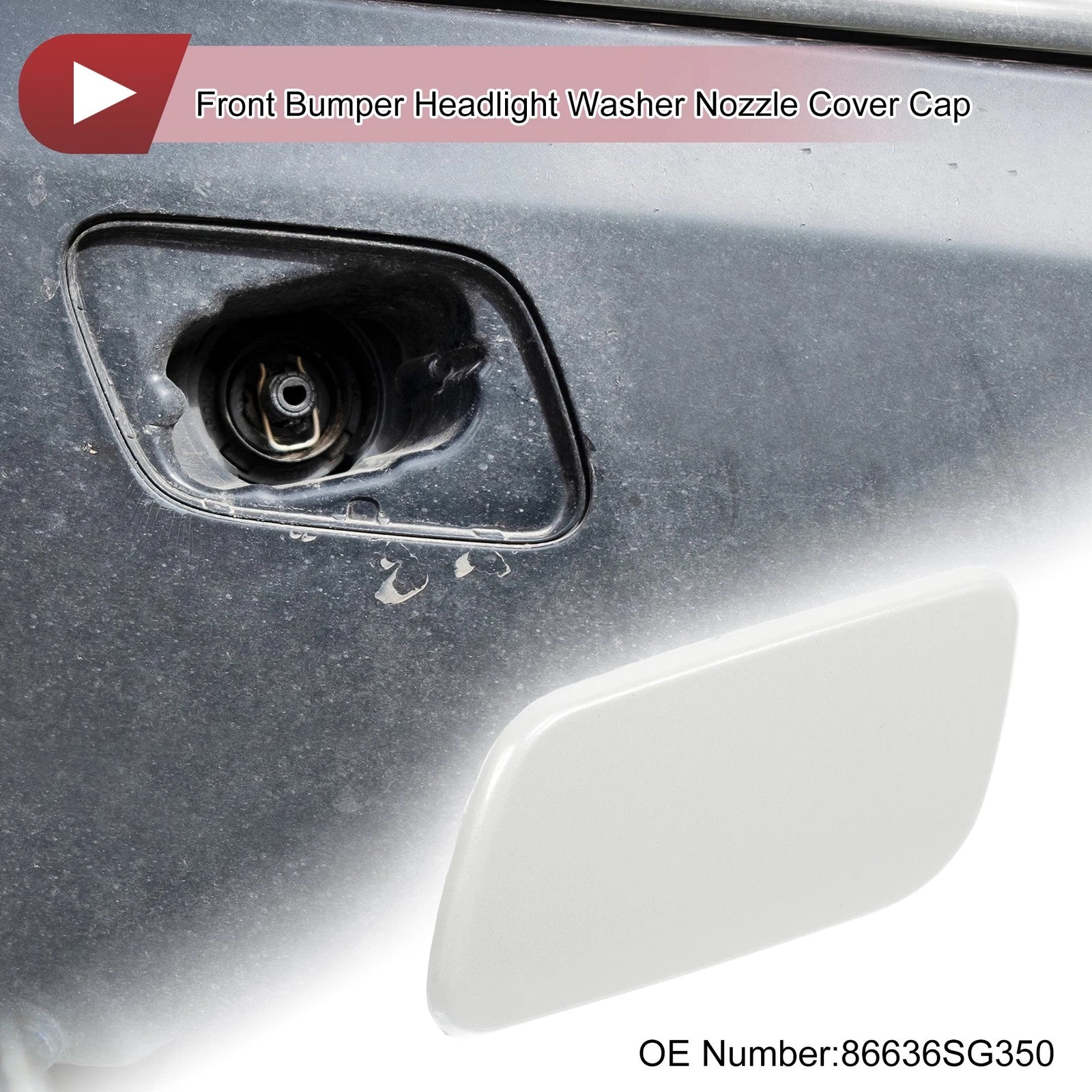 Front Left Washer Nozzle Cover Cap for Subaru Forester (2016–2018) White