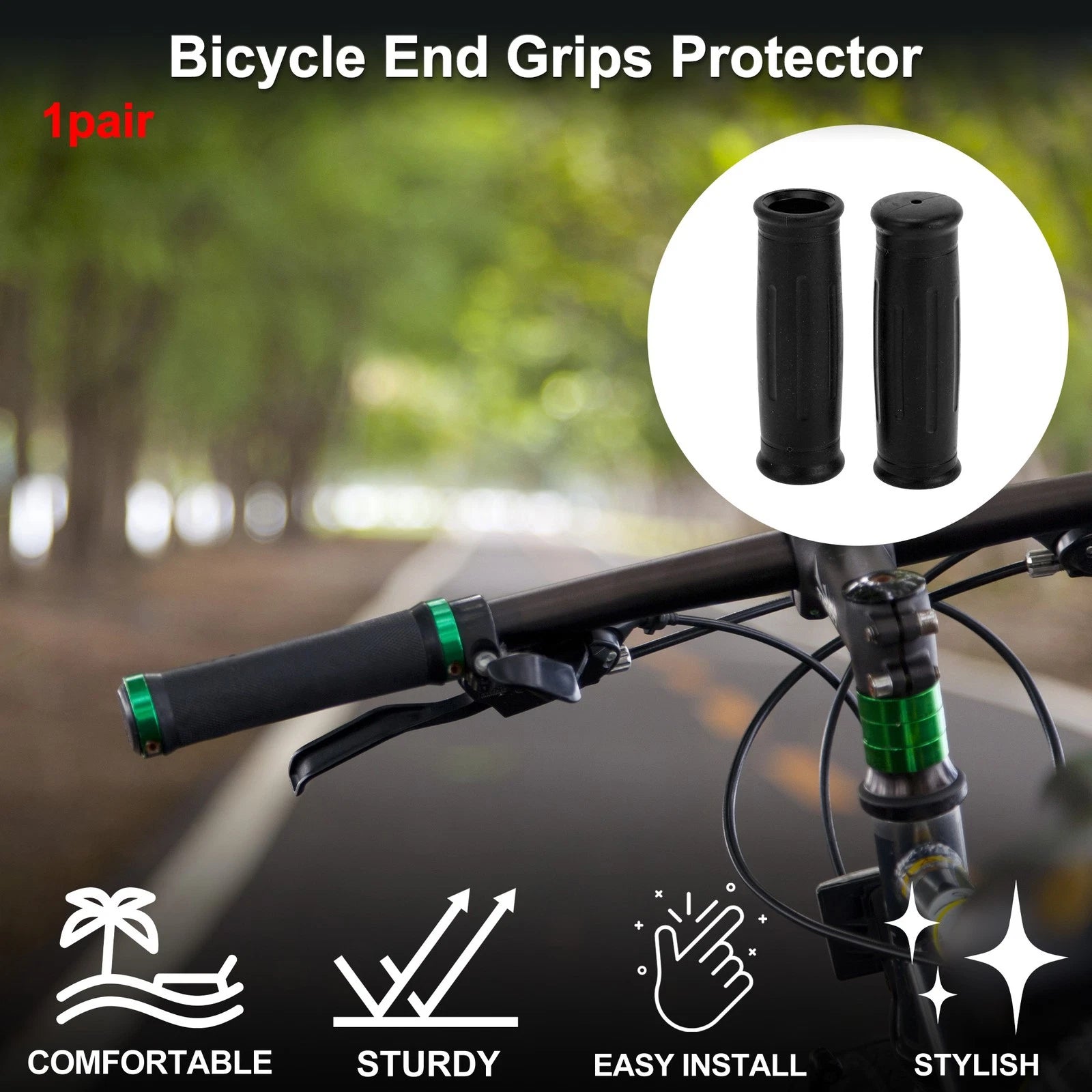 Bike Handlebar Grip Cover 85mm Lightweight End Protector for Black Pair (85mm)