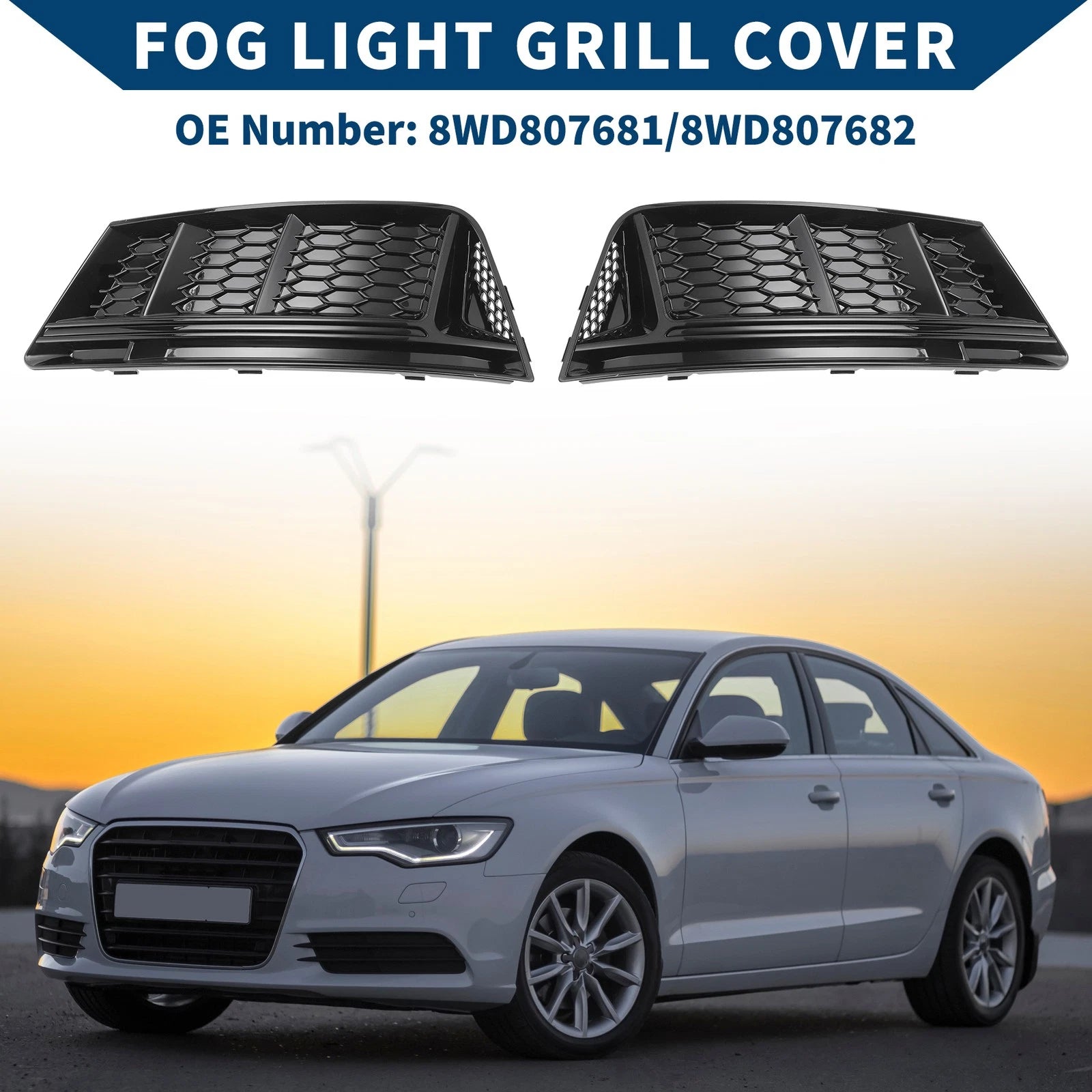 Front Fog Light Grille Pair for Audi A4 B9 (2016–2018)