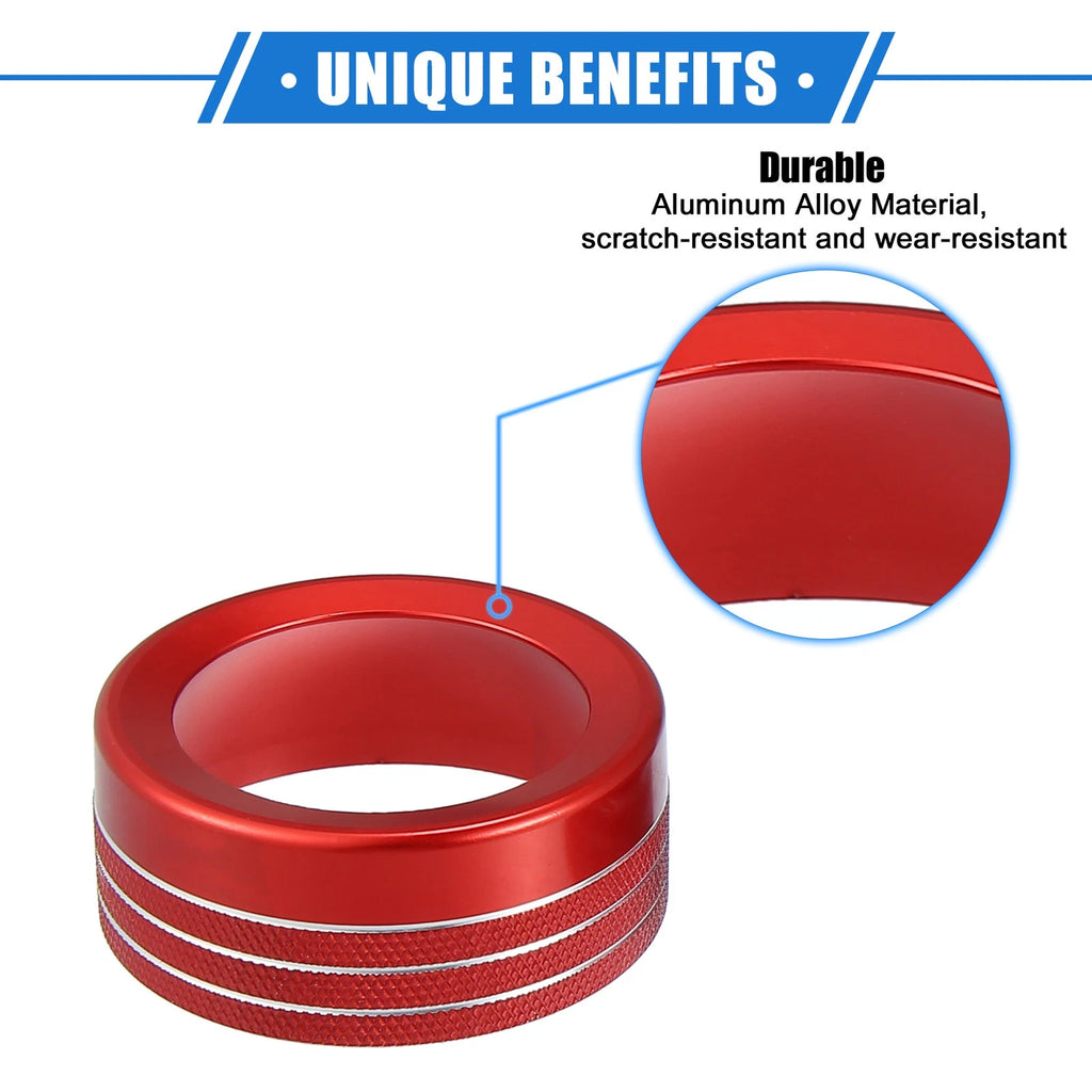 A C Climate Control Knob Ring Set for Chrysler 300 Dodge Challenger Red (5 pcs)