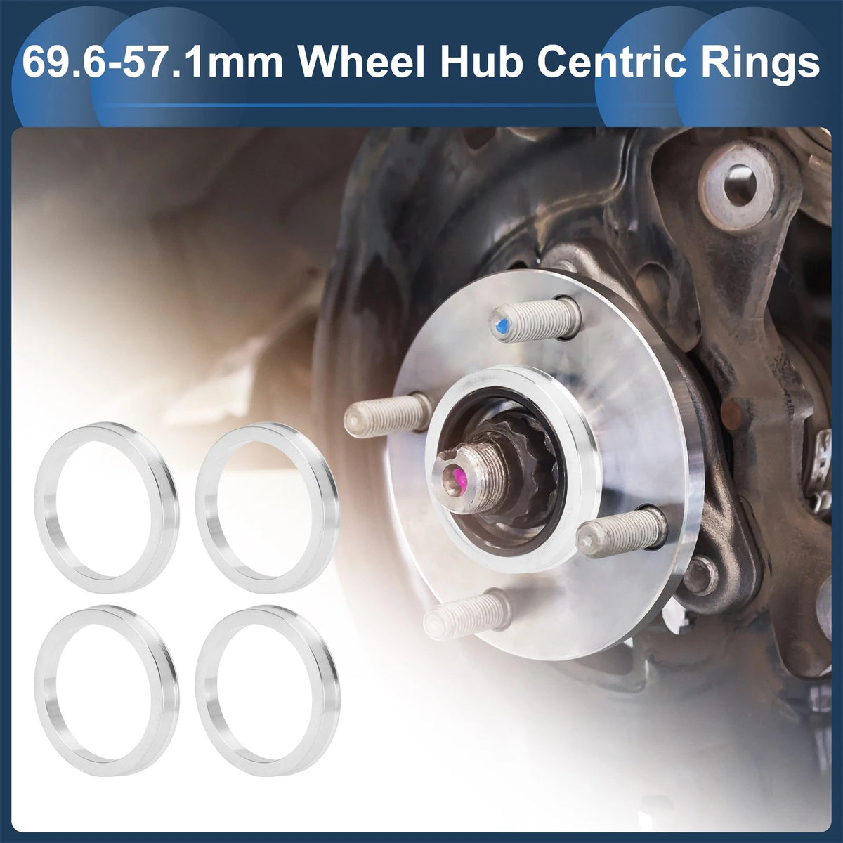 Set of 4 Wheel Hub Centric Rings for Car (OD 69.6mm ID 57.1mm)