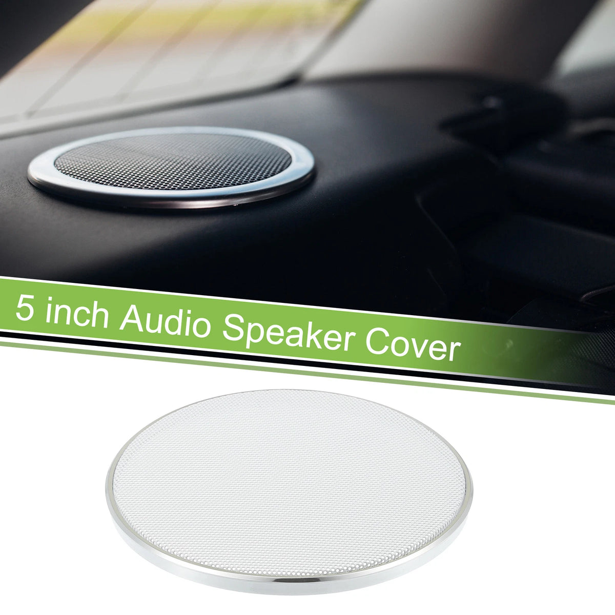 5" Car Speaker Grill Cover for Universal Fit (Silver Tone, White)