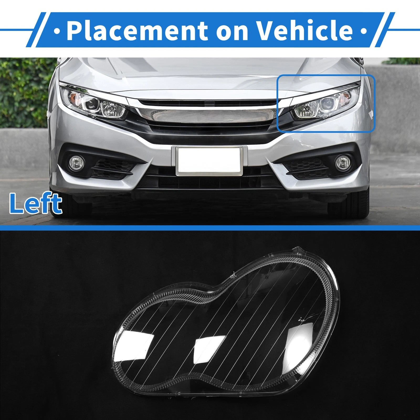 Headlight Lens Cover Front Left for Mercedes-Benz C-Class (2001–2017)