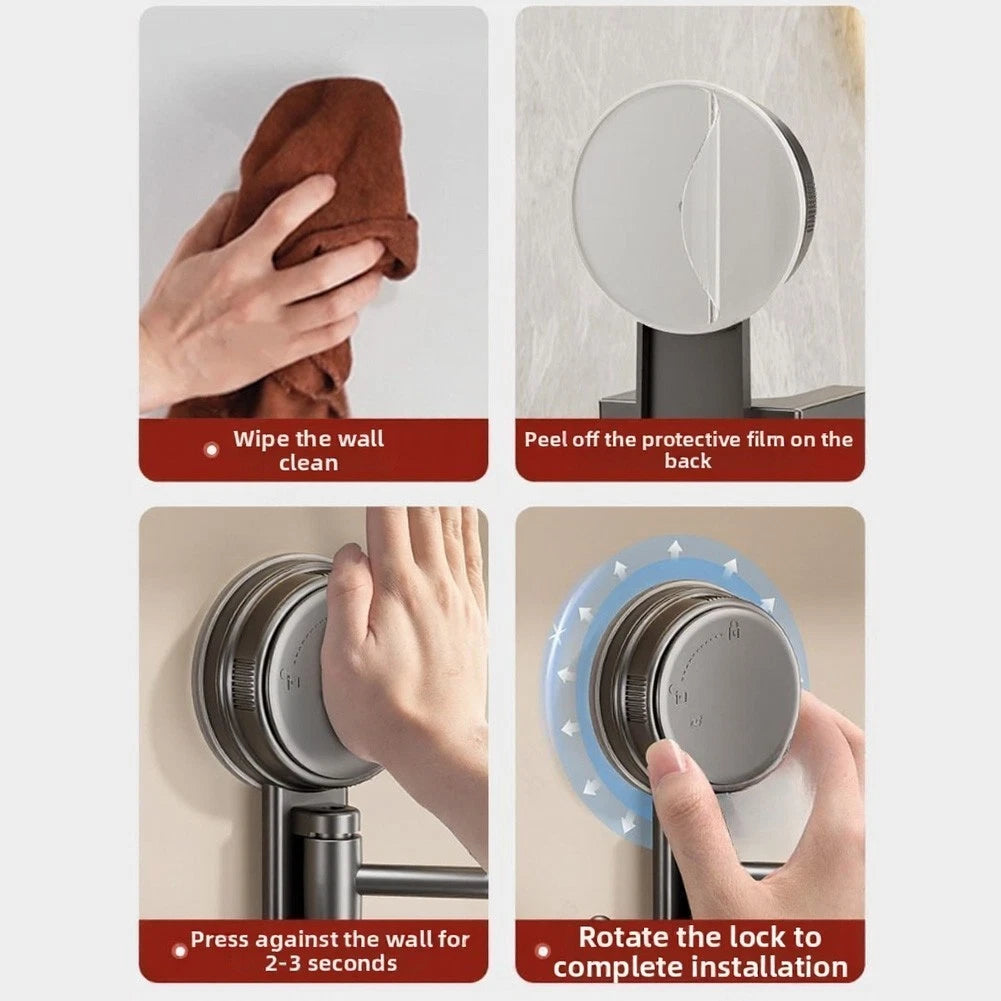 3 Arm Rotating Towel Rack with Suction Cup for Tile Glass Smooth Walls