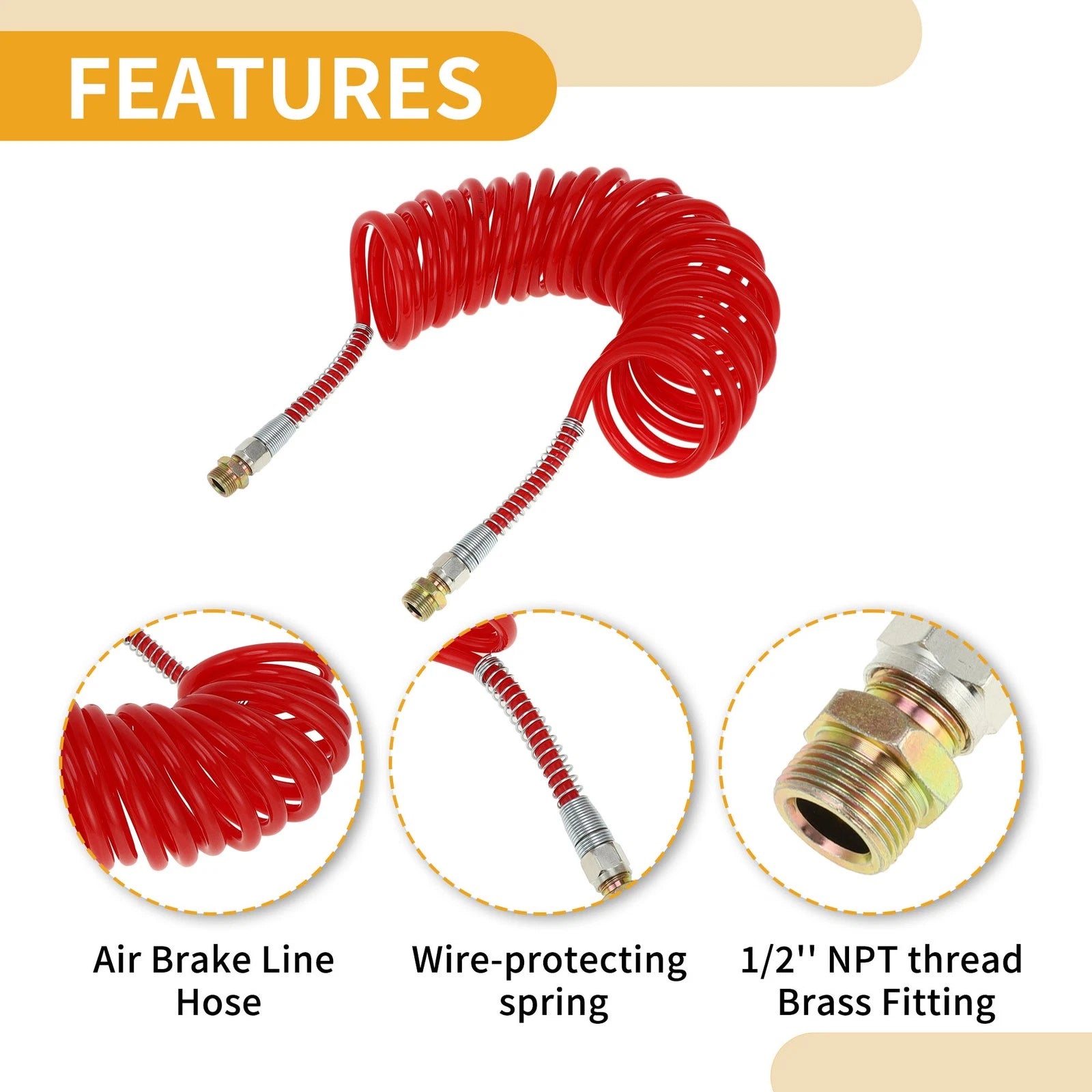 Air Brake Hose for Coiled Short Tail Line (24.5FT)