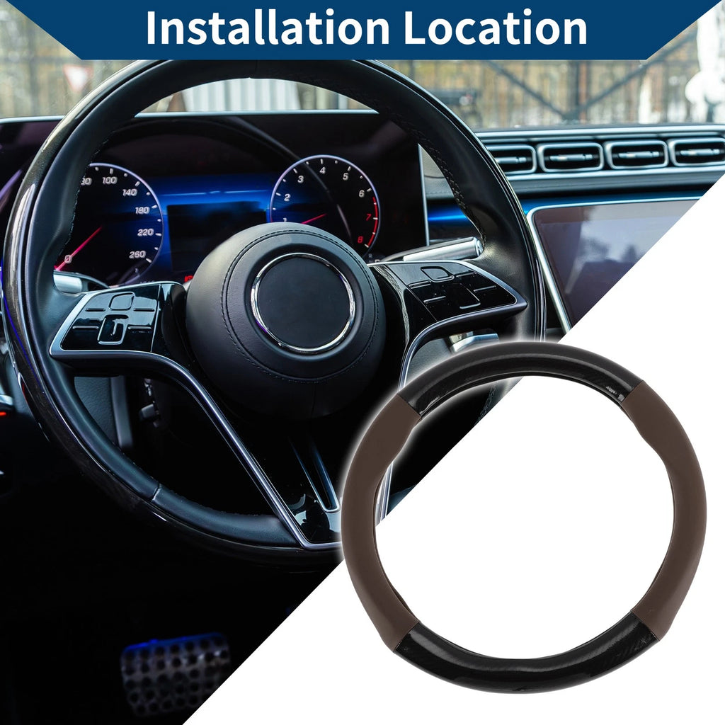 PU Artificial Leather Steering Wheel Cover for Universal Vehicles (14.96")