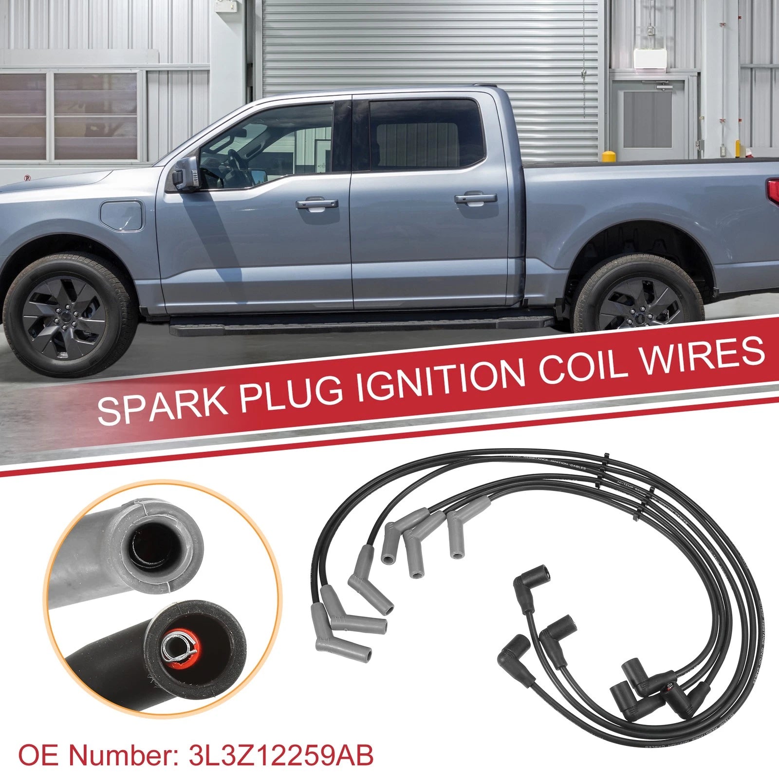 6 Pcs Ignition Coil Wire Spark Plug Cable Replacement for Ford F-150 (2005–2008)