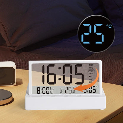 LCD Alarm Clock with Date & Temperature Display (25x16x5 cm)