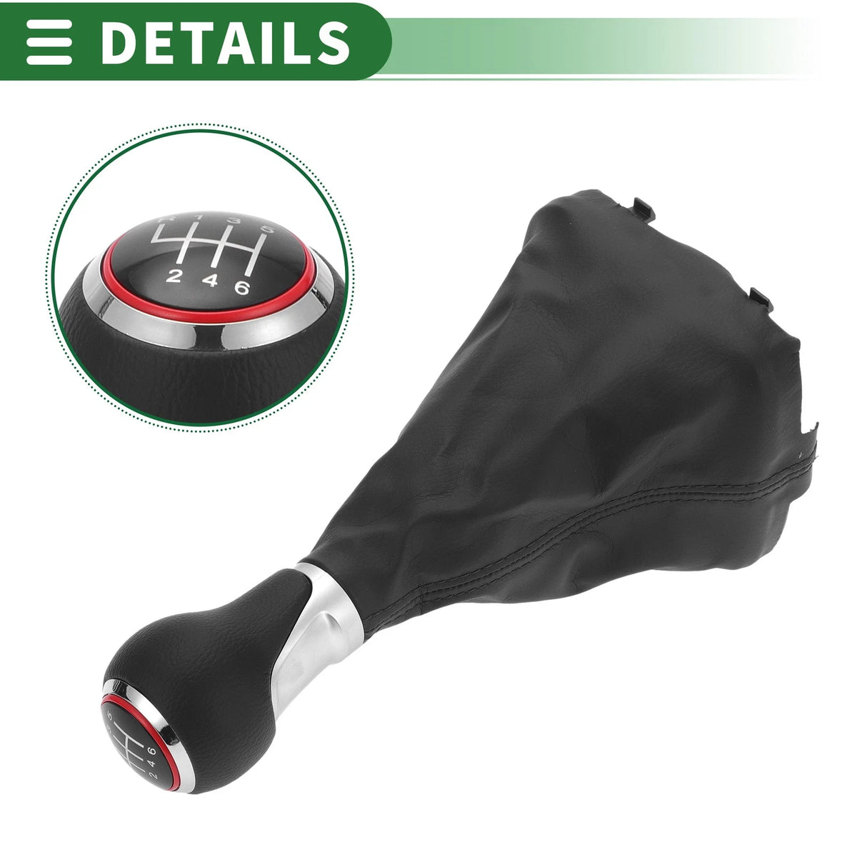6 Speed Shift Knob with Cover for Audi A3 (2003–2013) Chrome Red Black
