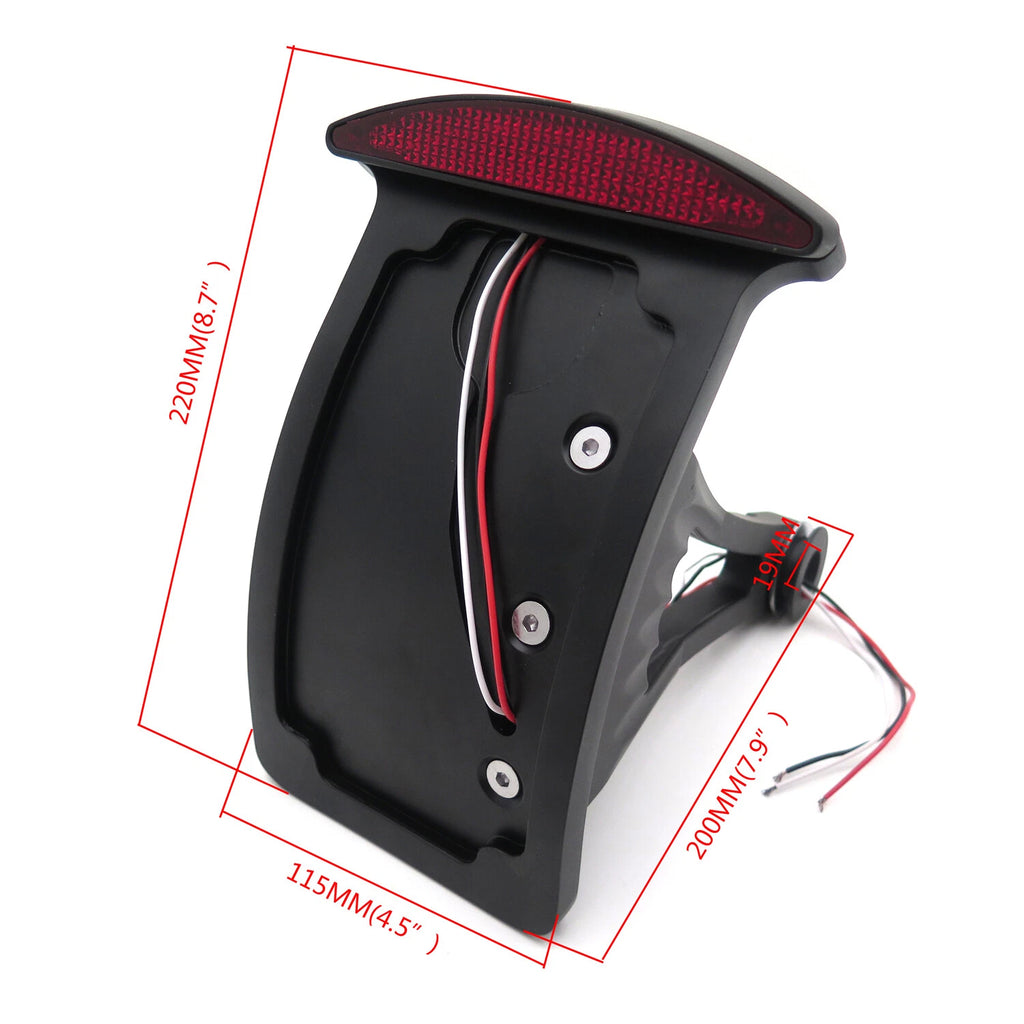 Curved Side Mount License Plate Bracket w/ LED Tail Light for