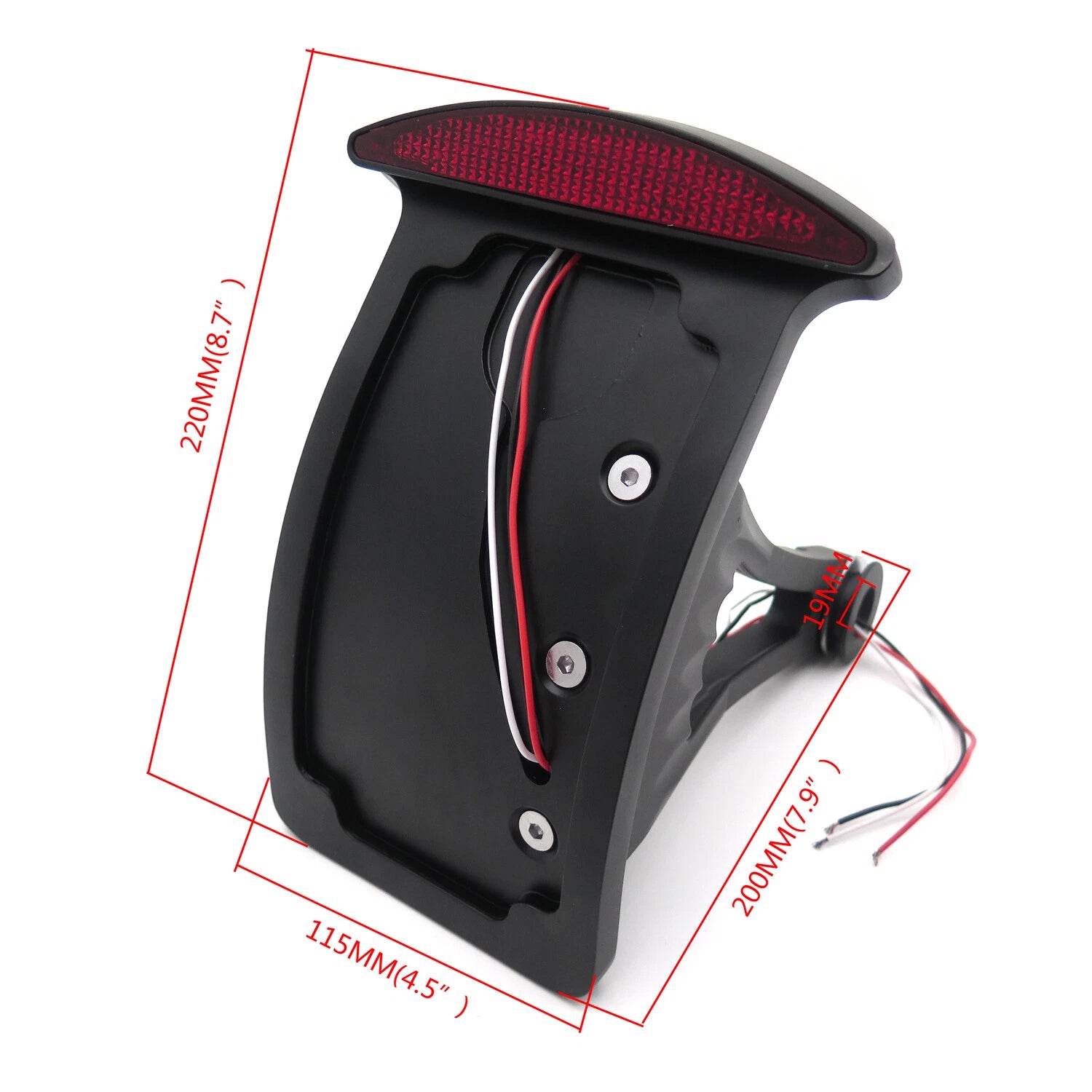 Curved Side Mount License Plate Bracket w/ LED Tail Light for