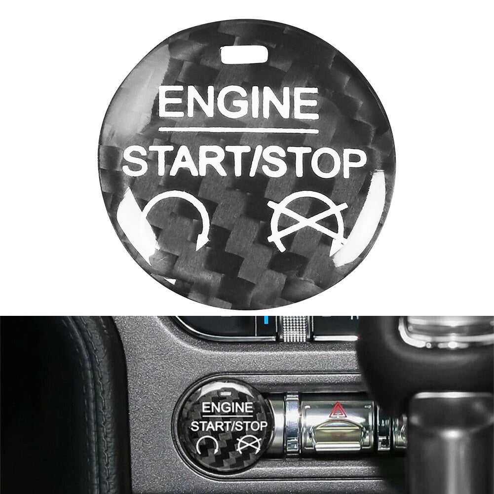 Engine Start Stop Button Cover Trim for Ford Mustang (2015–2022) Carbon Fiber Black