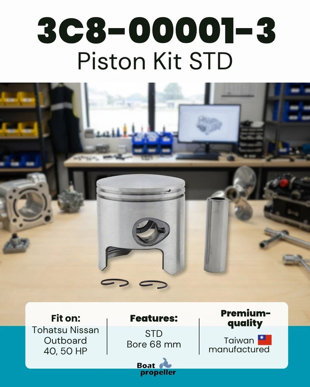 Piston Kit + Piston Ring for Tohatsu Outboard 40/50 HP (NS40D2)