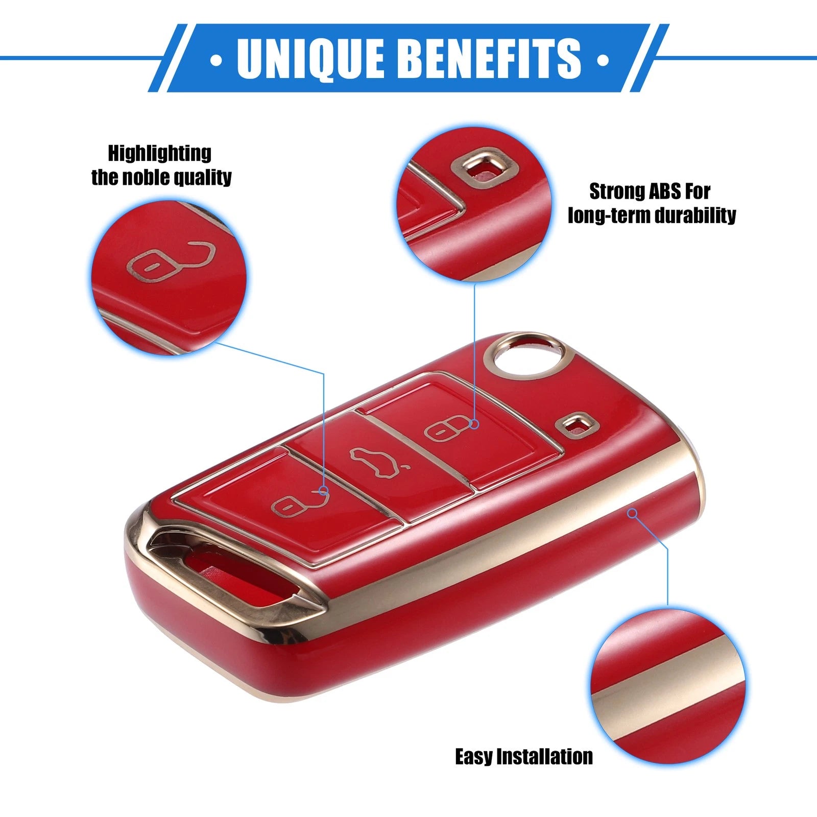 3 Button Remote Key Fob Case Cover Protector for Volkswagen Golf 7 (2013–2020)