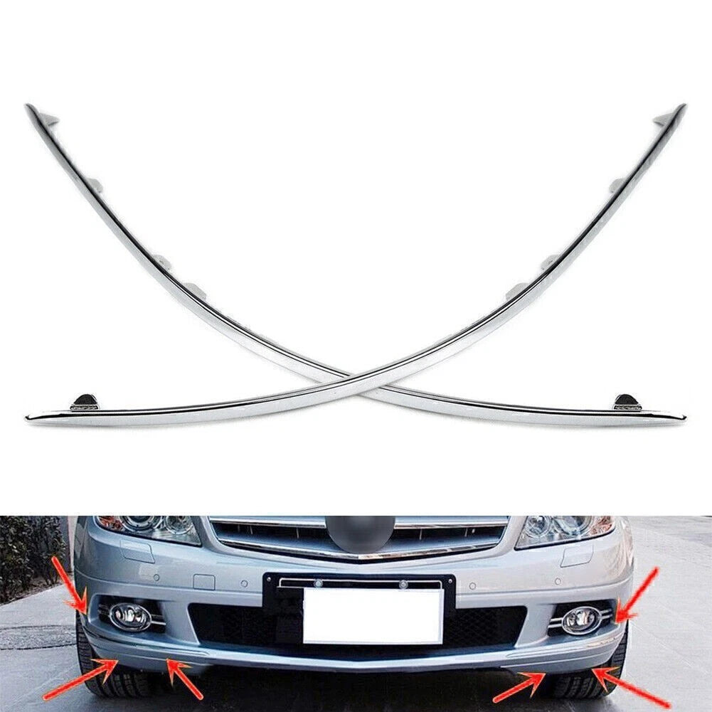 Front Bumper Chrome Trim for Mercedes C Class W204 (2007–2010)
