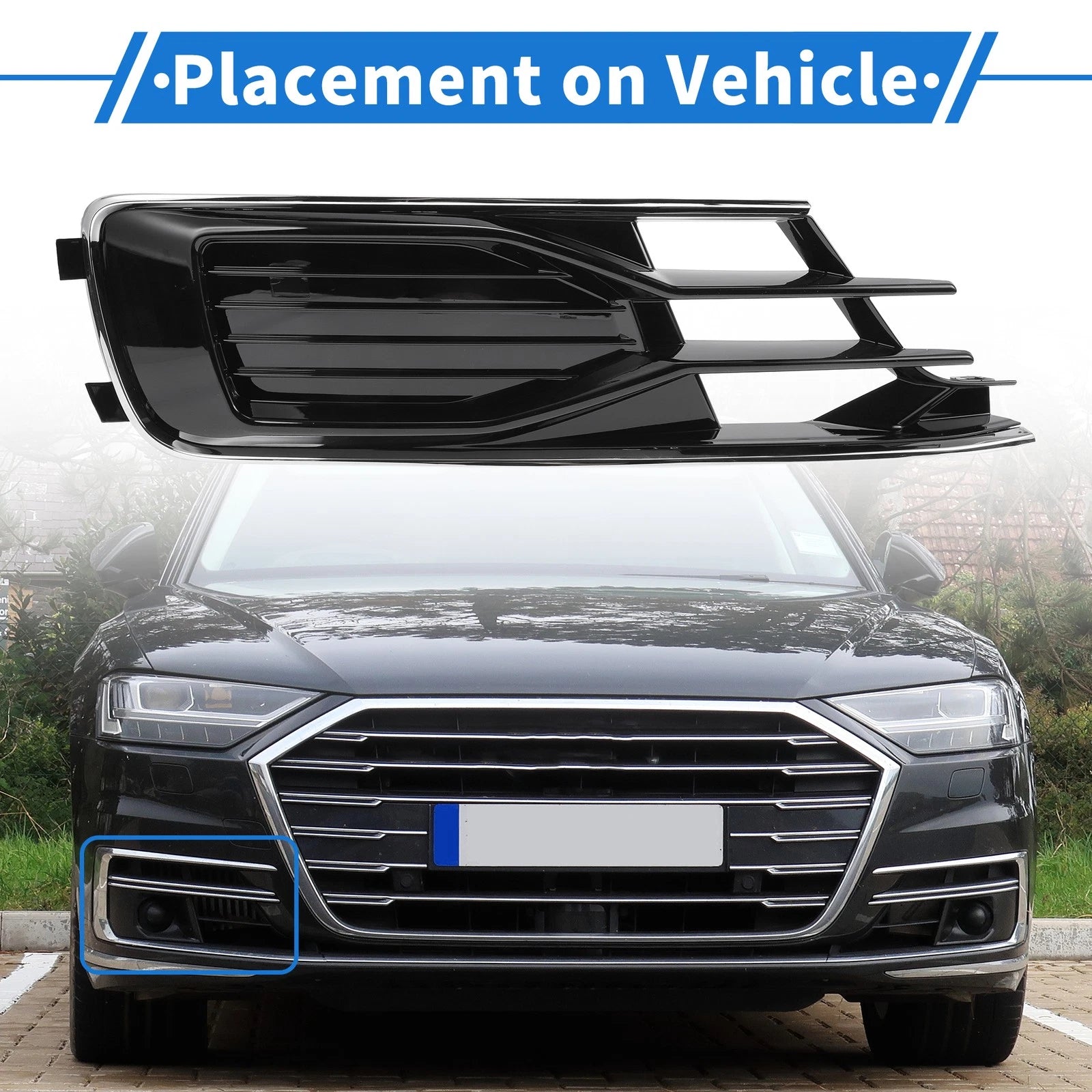 1pc Front Right Fog Light Grill Replacement for Audi A6 C7 (2014–2018)