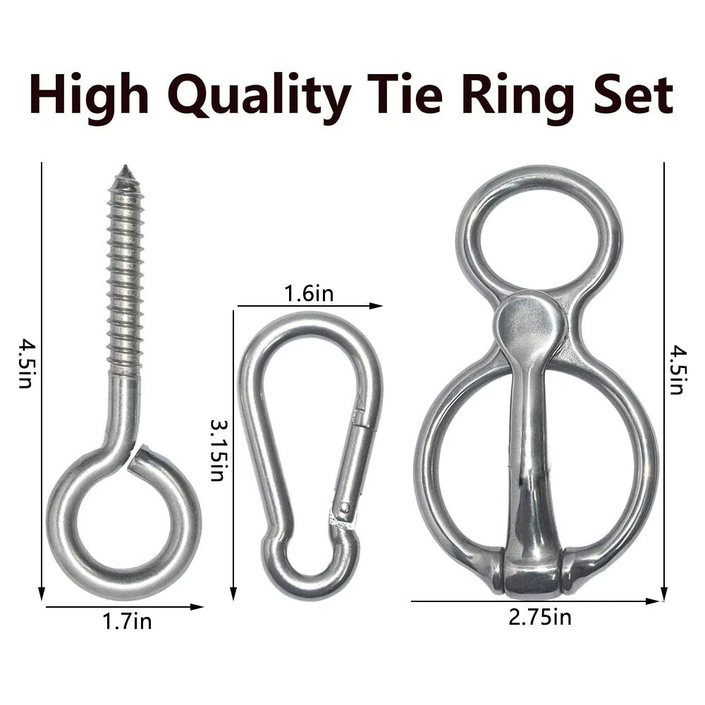 Silver Horse Tie Ring & Eye Bolts and Snaps Saddle for Horses