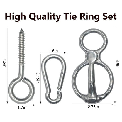Silver Horse Tie Ring & Eye Bolts and Snaps Saddle for Horses