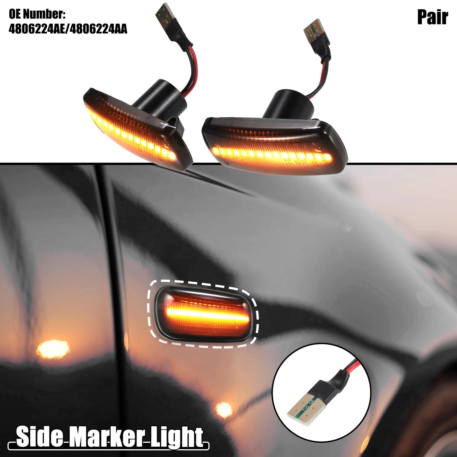 Side Marker LED Repeater Pair Replacement for Dodge Caliber Journey (2007–2018)
