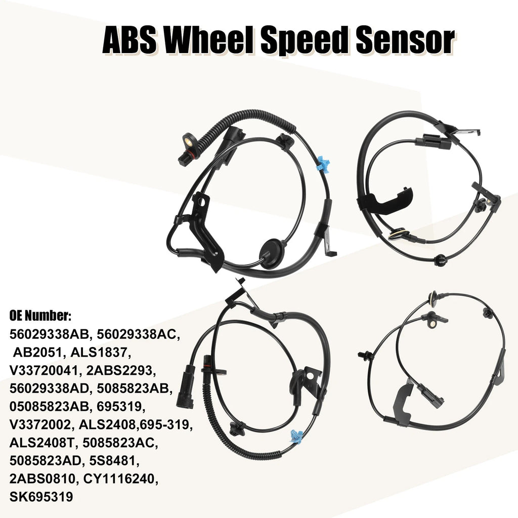 ABS Wheel Speed Sensor Front Rear Replacement Set for Chrysler 200 (2011–2014)