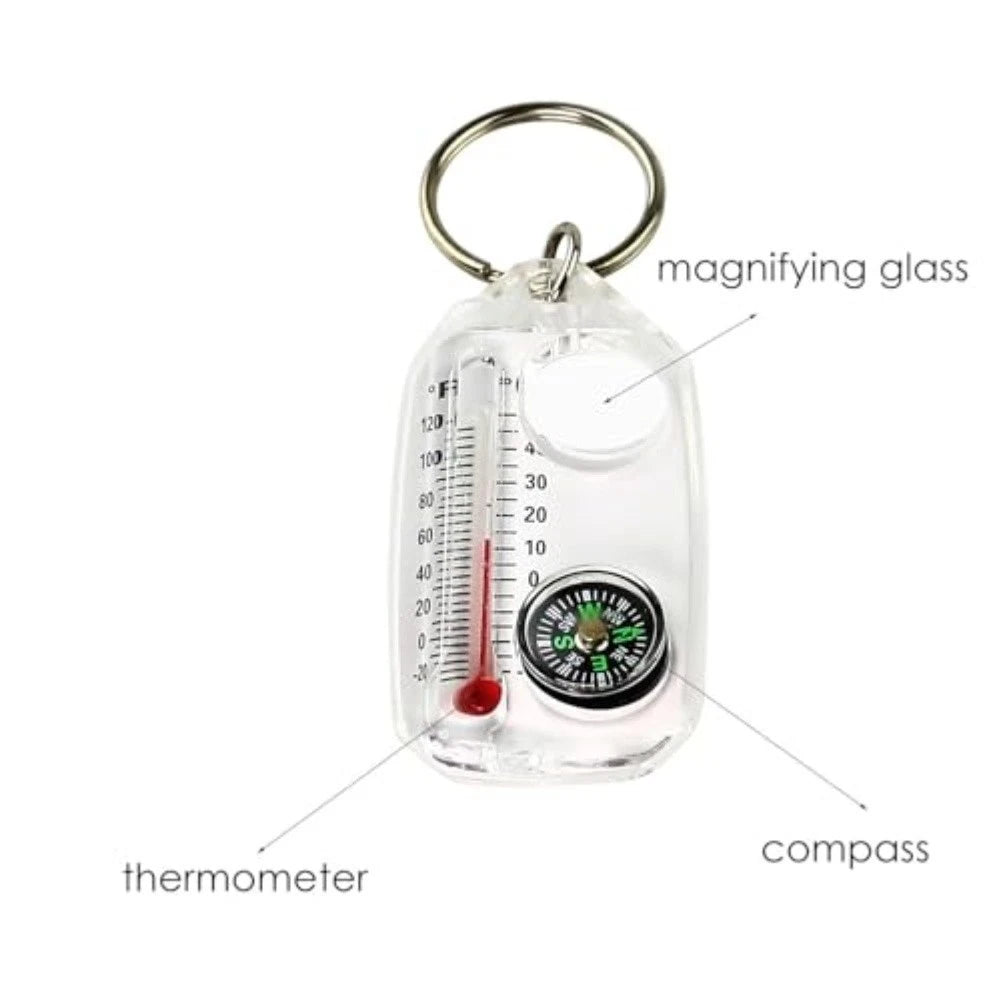 Lightweight Camping Keychain with Compass & Thermometer for Safe Travel