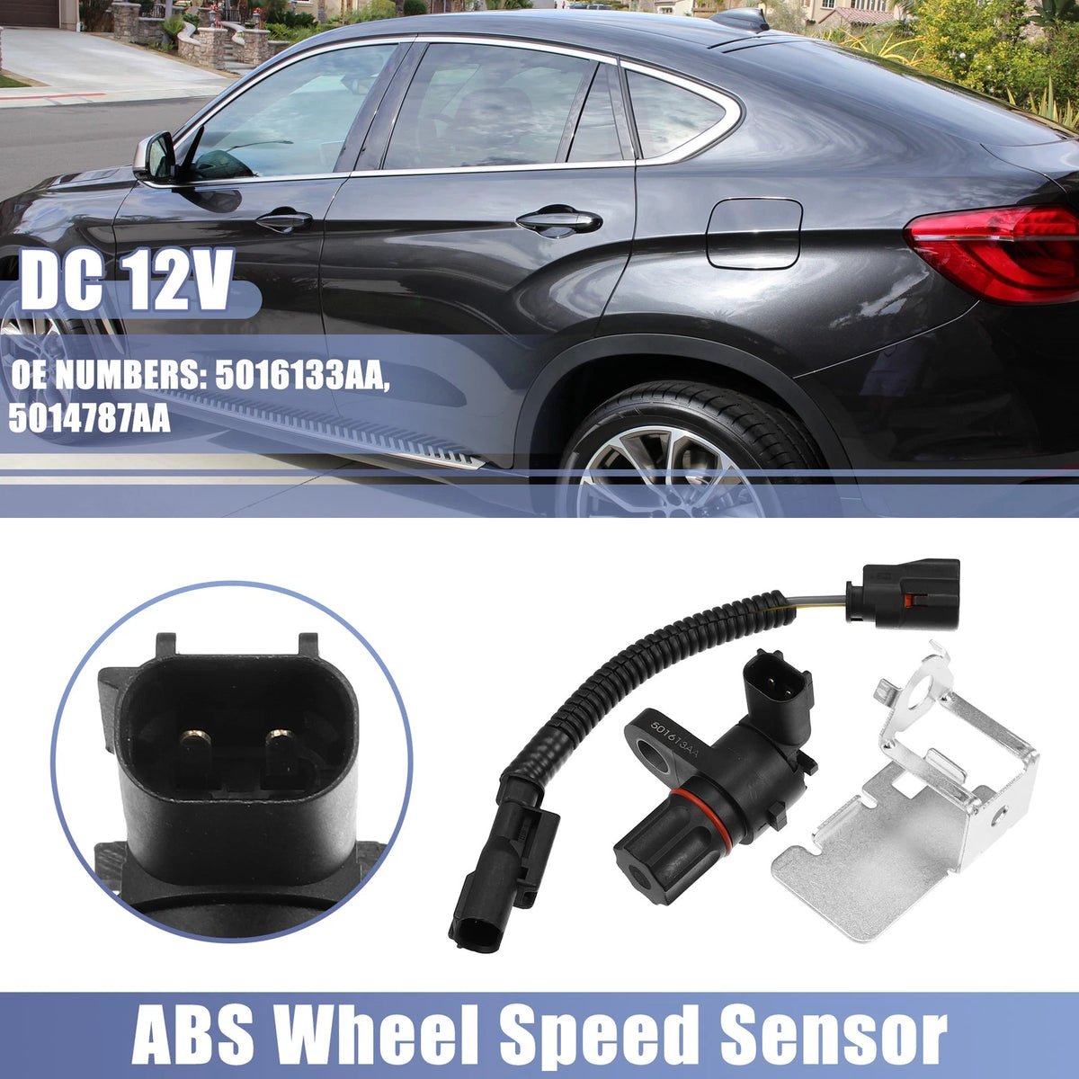 ABS Wheel Speed Sensor Rear Left Right Replacement for Ram 1500 1998–2001