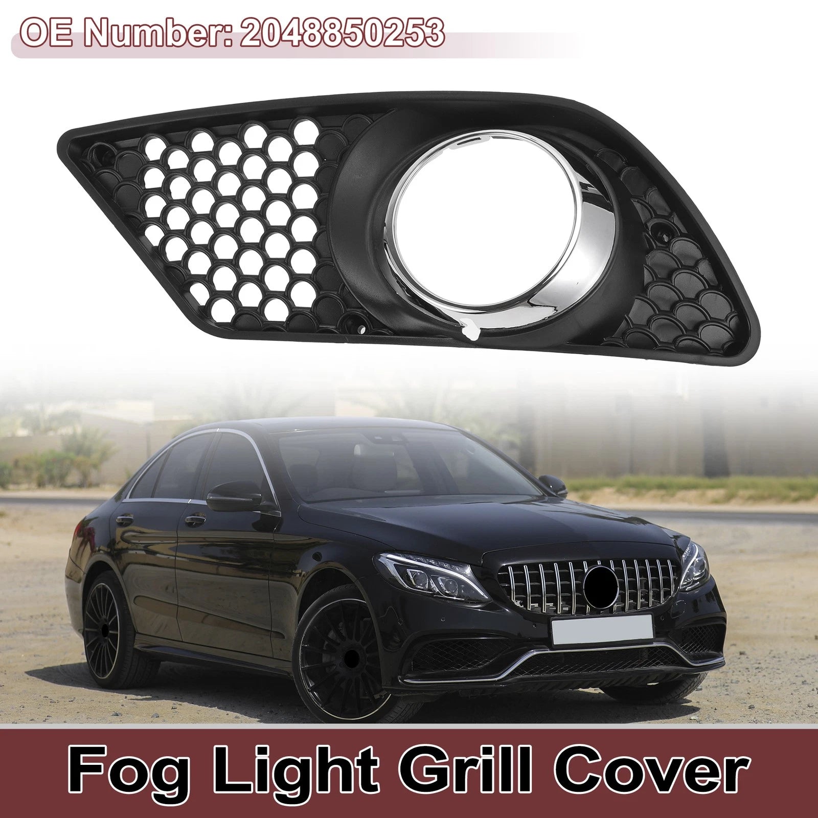 Front Left Fog Light Grill Replacement for Mercedes-Benz C300 (2008–2012)