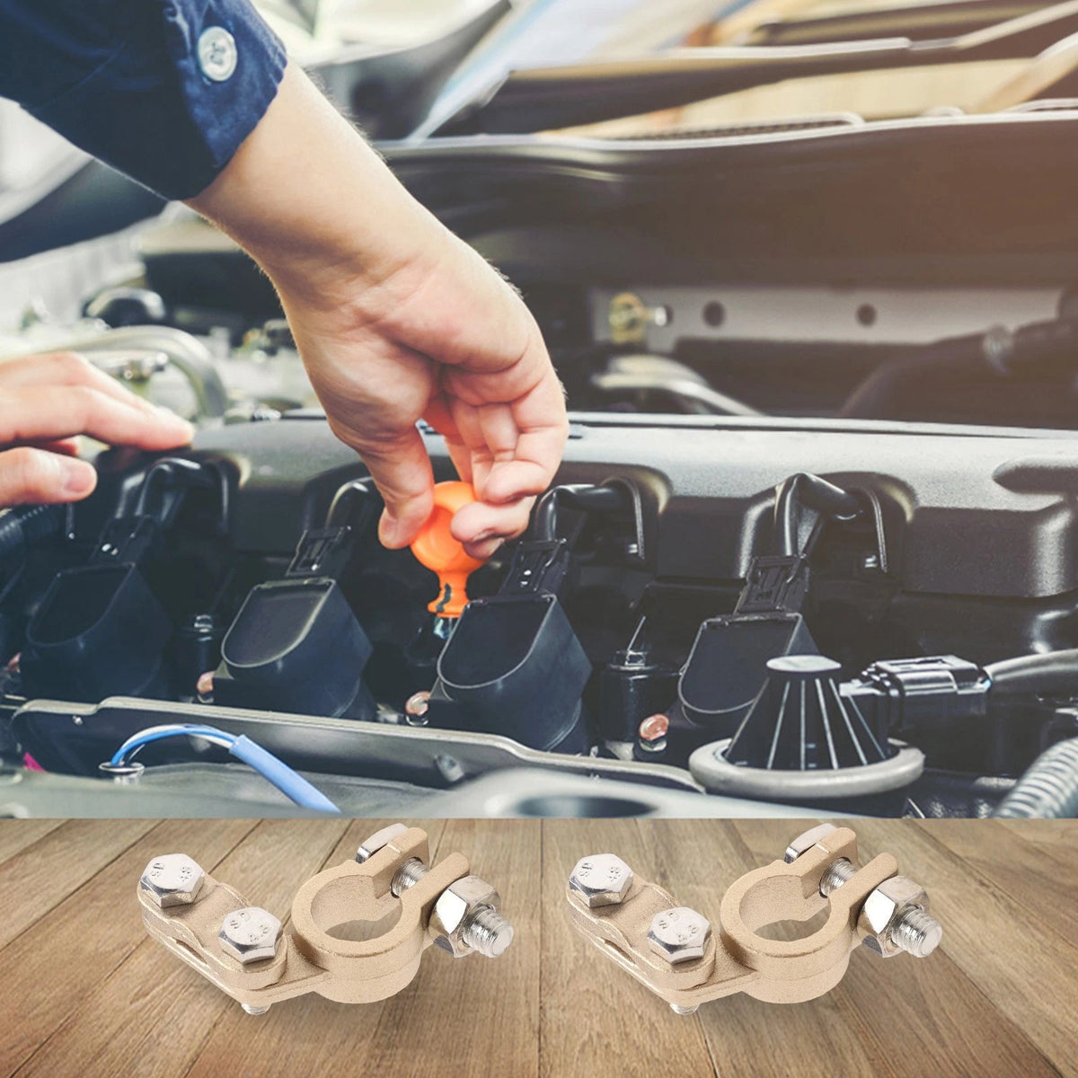 Set of 2 Bolt On Battery Connection Terminals for Automotive Use