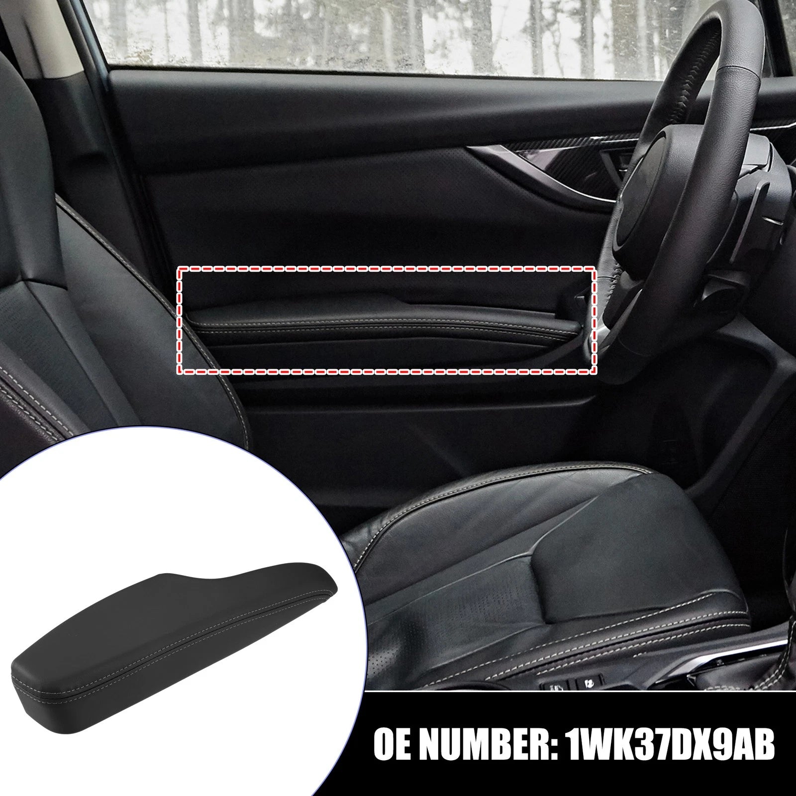 Front Left Side Inner Door Armrest Replacement for Dodge (2011–2023) Faux Leather