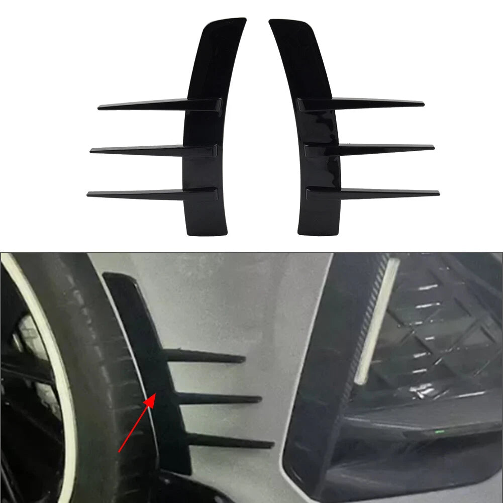 2pcs Glossy Black Universal Front Rear Side Fender Vents Wing Decoration Trim