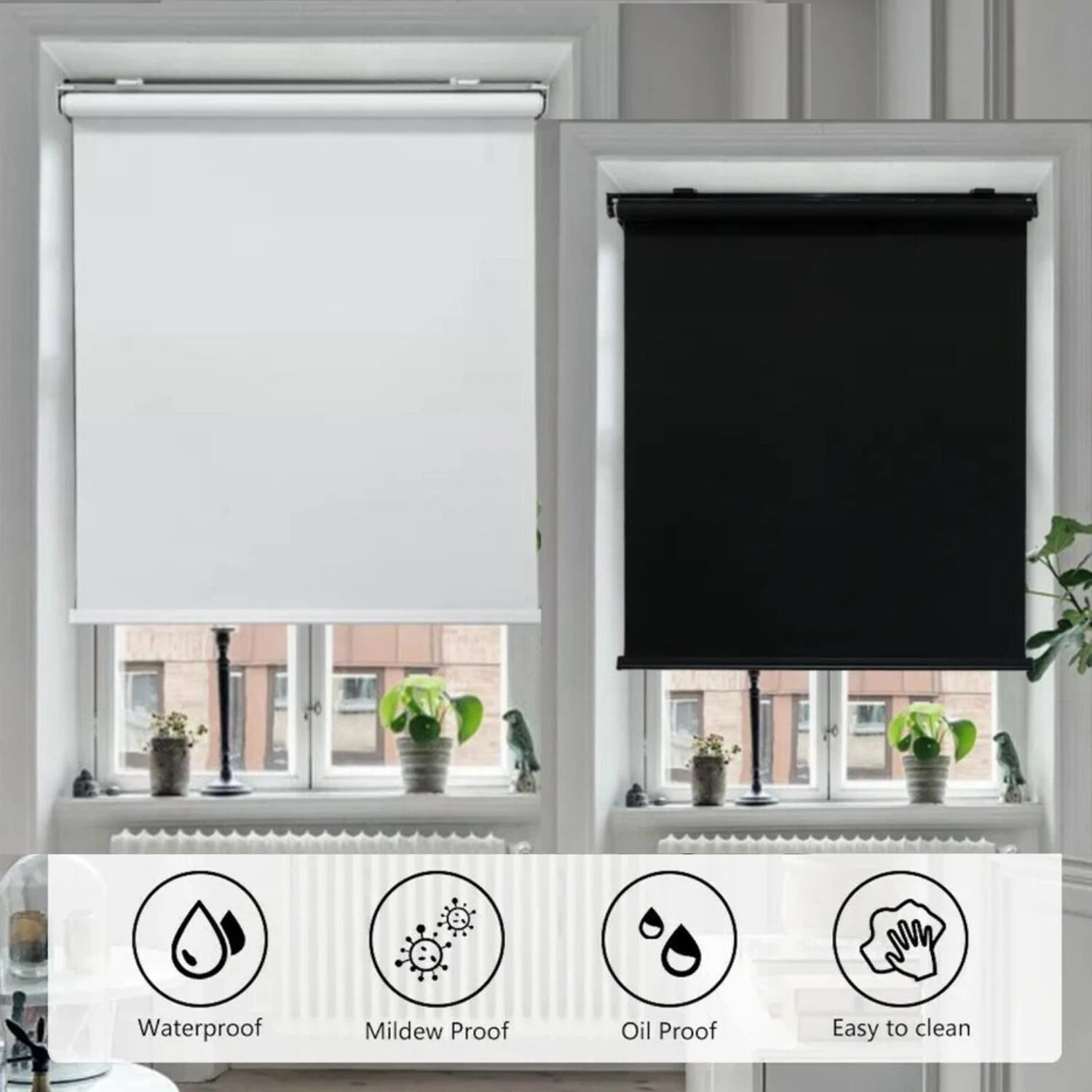 Cordless Roller Shades for Windows (72" Length)