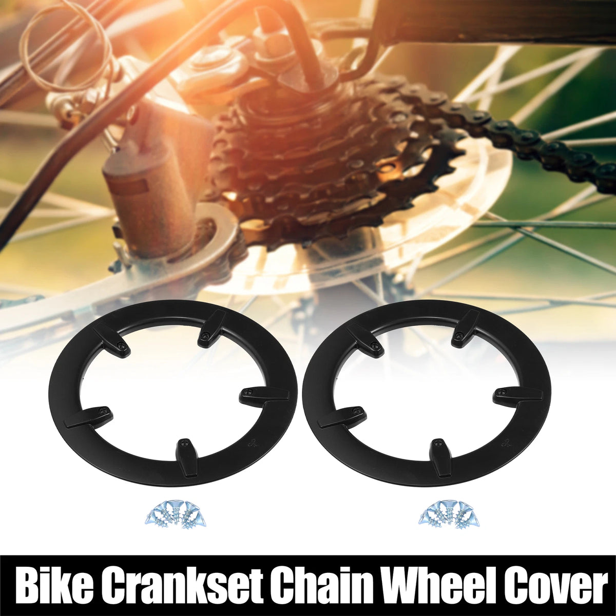 Crankset Chain Wheel Cover Protection Front for Bicycle Bike 5 Holes (Black)