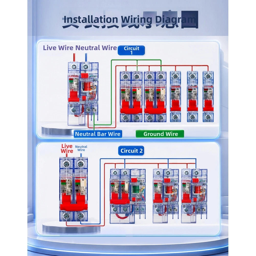 DZ47LE Series 3P RCCB for Leakage Detection (6A to 63A)