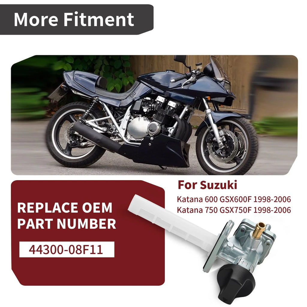 Fuel Cock Assembly for Suzuki Katana 600 750 (1998–2006) P/N 44300-08F10, 44300-08F11