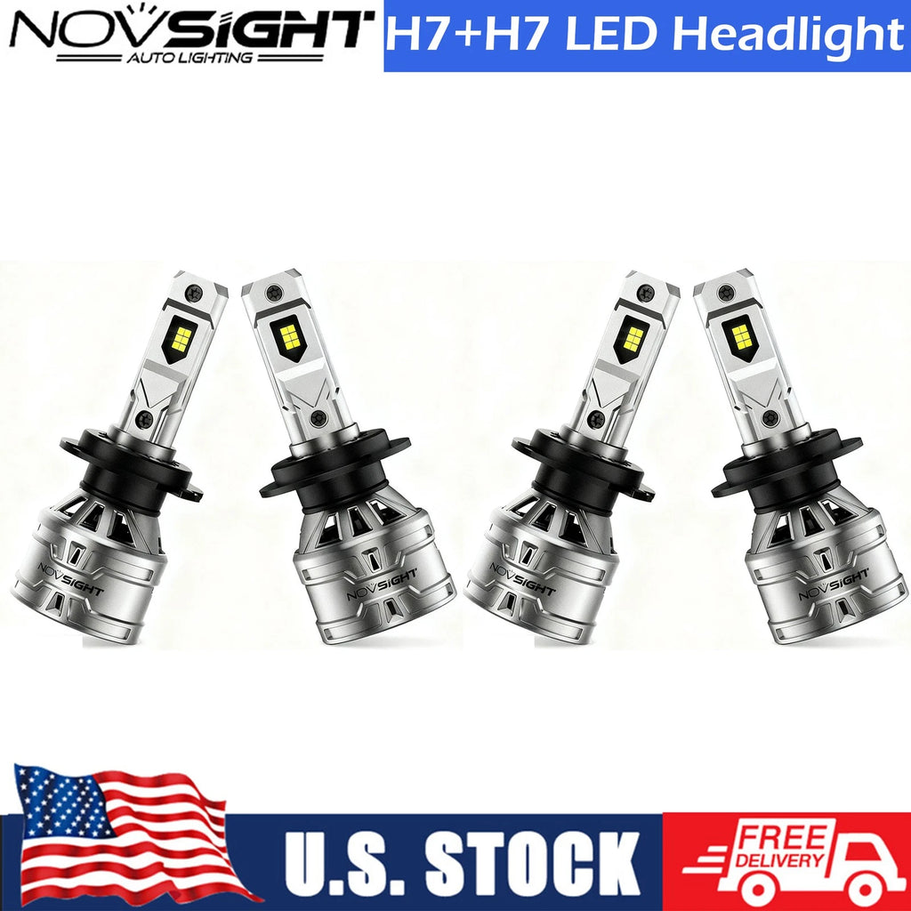 4X H7 LED Headlight Bulbs for High Low Beam (6500K)